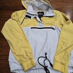 Hollister Colorblock Hooded Windbreaker Jacket Yellow White Zip Men's Size S